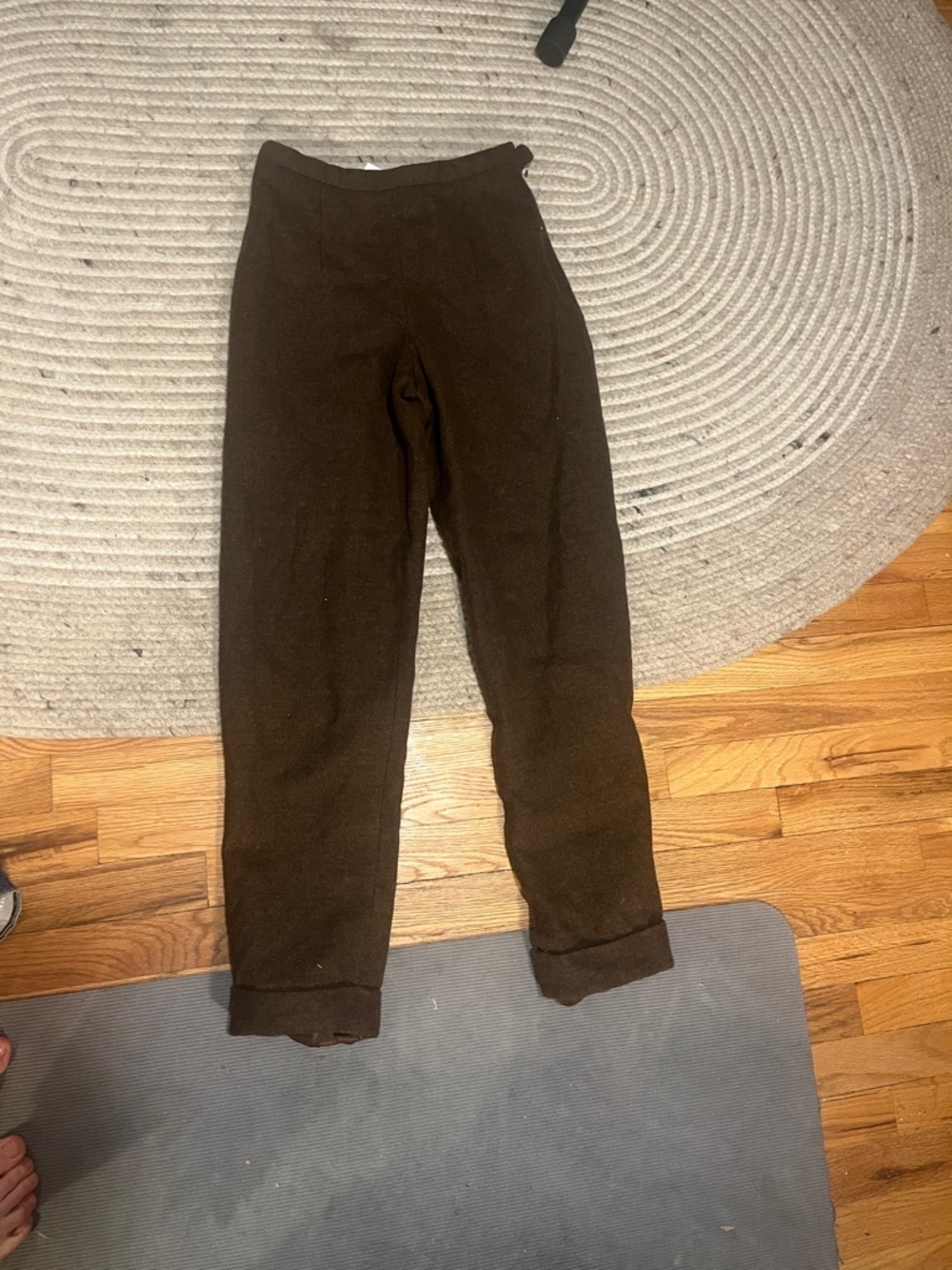 Chocolate brown vintage wool tailored trousers (missing zipper clasp)